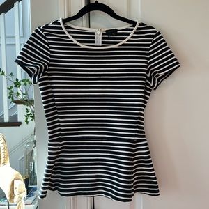 Theory Black and White Striped Top